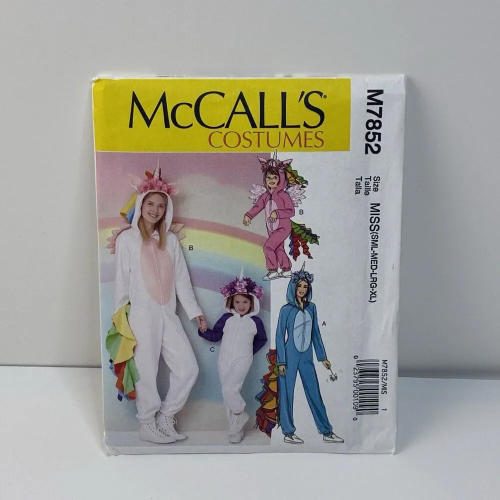 Adult Unicorn Costume Jumpsuit Cosplay Size 8-22 S-XL  UNCUT Pattern m7852